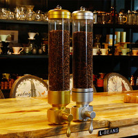 Dispenser a Parete Moderno in Acrilico e Alluminio di Lusso, Oro/Argento, per Alimenti Secchi, Caffè in Grani, Cereali, Contenitore Ermetico