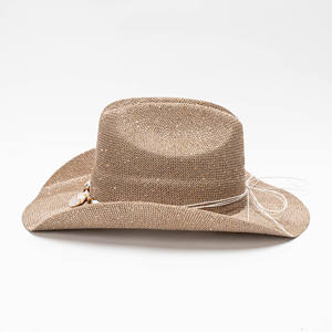 Nuevo Sombrero de <span class=keywords><strong>Jazz</strong></span> con Lentejuelas Estilo Bohemio para Hombre y Mujer, Sombrero Fedora para Vacaciones en la Playa, Sombrero Vaquero Occidental, Gorra de Moda para Protección Solar - Product Image 5