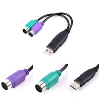 Adaptateur actif PS/2 vers USB, convertisseur double clavier et souris PS2 pour PC portable Windows 10 11 Linux Mac, Plug and Play, sans pilote