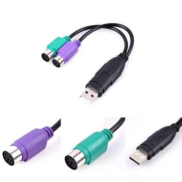 PS/2 USB Active Adapter Pure Copper TPE Dual PS/2 Keyboard/Mouse Converter for PC/Laptop/Windows 10/11/Linux/Mac Plug&Play