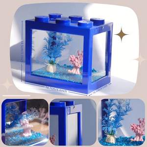 Kleine Betta <span class=keywords><strong>Aquarium</strong></span>, Stapelbare Mini <span class=keywords><strong>Aquarium</strong></span> <span class=keywords><strong>Aquarium</strong></span> Tank Kit, Rechthoekige Kubus <span class=keywords><strong>Aquarium</strong></span> Met <span class=keywords><strong>Aquarium</strong></span> Decoratie, - Product Image 3