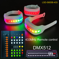 Bracelet LED interactif en silicone à 10 perles lumineuses, puce RF 800 mètres, DMX512, LOGO personnalisé, Fourniture pour stades
