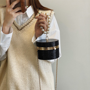 Trendy Mini Diamond Chain Small <b>Square</b> Bag Pearl Portable Designer Style Crossbody Shoulder Bag - Product Image 3