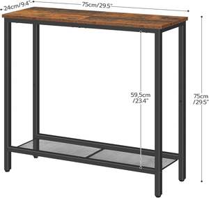 طاولة أريكة عصرية ضيقة لمداخل المنزل ، رف صغير ، طاولة أريكة رفيعة لغرفة المعيشة وغرفة النوم بنية اللون - Product Image 6