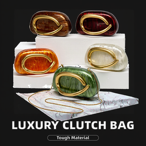 Sac à main de soirée de luxe pour femmes, style classique, pochette de mariage en acrylique, doublure en polyester, sac à main élégant pour femmes - Product Image 2