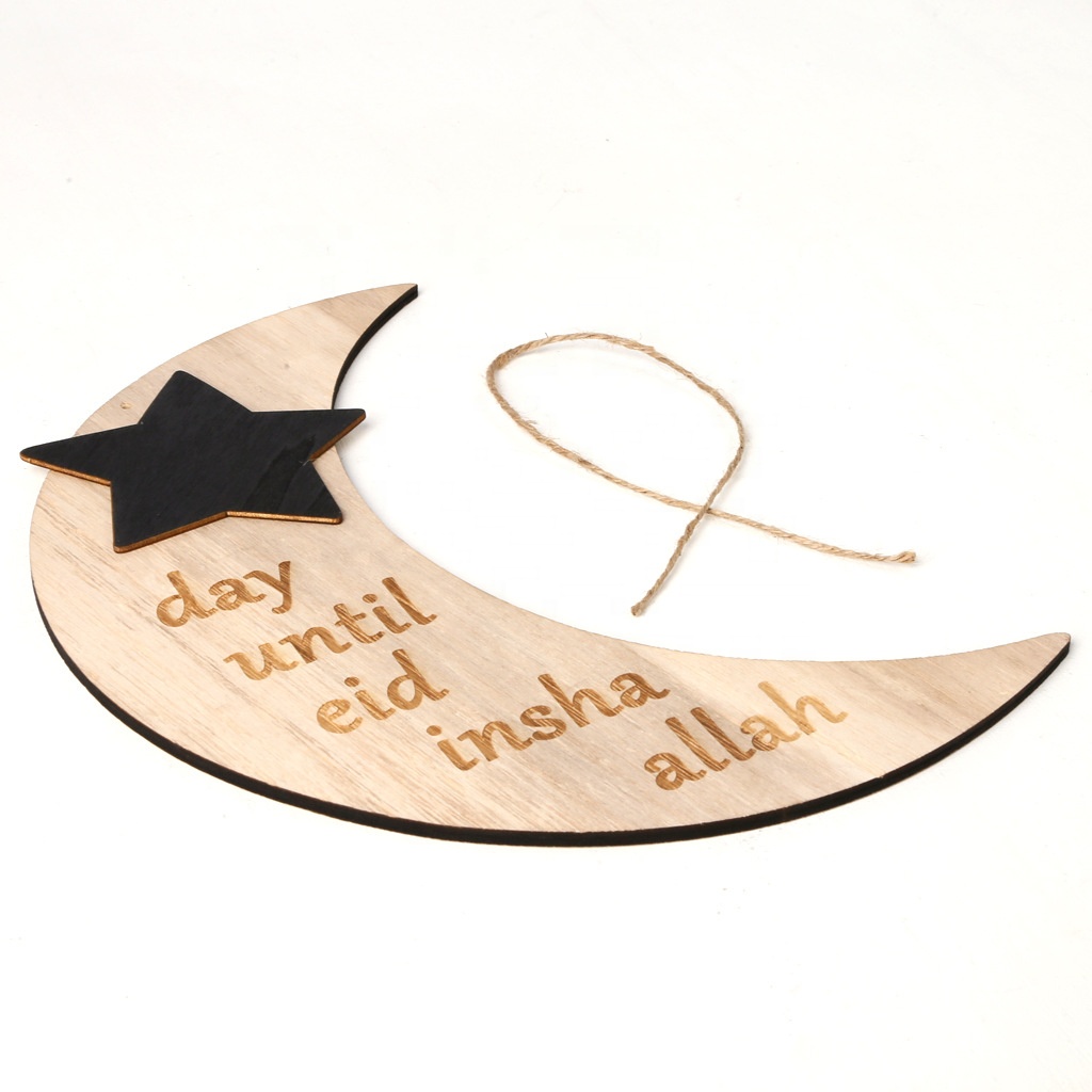 Оптовая продажа с фабрики 2020, деревянный исламский гурбон Mubarak, дизайнерское украшение для дома в виде Луны, крафтовое украшение для ИД
