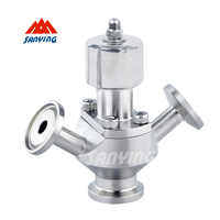 Válvula de Muestreo Aséptica Sanitaria con Tapón de PTFE de Alta Calidad Ss316l con Doble Entrada/Salida, Abrazadera Triple Tc 25.4mm 50.5mm