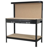 Étagère de rangement pour outils, plateau de travail à deux tiroirs, en métal noir, robuste, 2 pièces