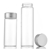 Bouteille de stockage en verre borosilicaté transparent à fond plat de 47mm Récipient alimentaire vide avec bouchon à vis pour crème de soin de la peau Mascara