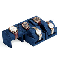 Présentoir de montre en cuir suédé bleu, Design personnalisé, gros, plateaux pour montre de luxe, ensemble d'affichage en velours, vente en gros
