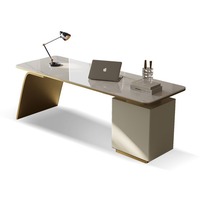 Bureau d'ordinateur et chaise de bureau moderne et luxueux avec dessus en marbre Mobilier de bureau de direction en acier inoxydable de haute qualité Bureau à domicile