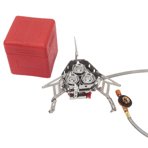Estufa de Gas <span class=keywords><strong>Butano</strong></span> Portátil de Tres Quemadores de Acero Inoxidable Resistente al Viento para Acampar, Caminar, Viajar por Carretera, Uso en Automóviles, Diseño Plegable - Product Image 1