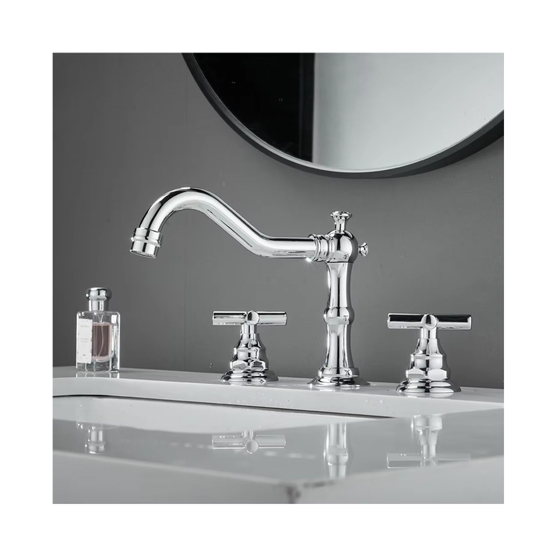 Chrome Brass Sink Faucet 3 Hole