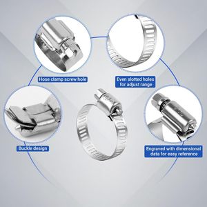 Stainless Steel Hose Clamp Set 6-38 Mm Adjustable <b>Worm</b> <b>Gear</b> For Repair And Replacement - Product Image 5