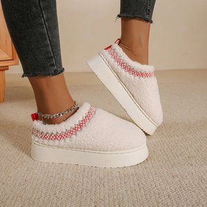 Fashion Thick Sole Open-Toe Half Slippers Women's Winter Fleece-Lined Snow Boots Casual Cotton <b>Shoes</b> - Product Image 4