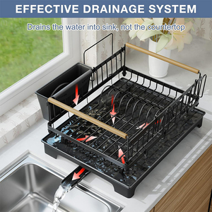 Estante organizador <span class=keywords><strong>de</strong></span> lujo para cocina, escurreplatos, soporte para jabón <span class=keywords><strong>y</strong></span> cepillos, con <span class=keywords><strong>escurridor</strong></span> <span class=keywords><strong>y</strong></span> bandeja <span class=keywords><strong>de</strong></span> drenaje - Product Image 6