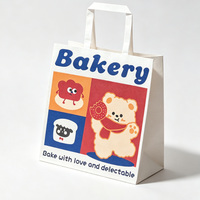 Sac en papier kraft épais, imprimé en couleur, recyclable, de qualité alimentaire, avec logo personnalisé, pour boulangerie, gâteaux, toasts, snacks, emballage cadeau