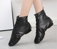 Bottes de danse jazz noires à semelle souple pour adultes, chaussures de danse modernes, bottines de ballet pour l'entraînement, baskets de danse pour femmes