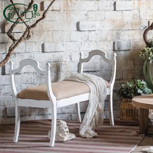 American Retro Double <b>Bench</b> Vintage Distressed Wood Handmade Living Room Lounge Chair Cafe Decor Wedding Prop - Product Image 1