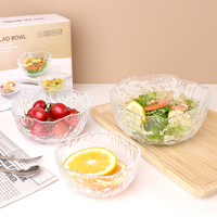 Ensemble de vaisselle 3 pièces pour la maison, bol à salade en verre glacé, bol à dessert rond en verre, bols à nourriture, cadeau de grand ouverture, ensemble de 3 pièces en gros