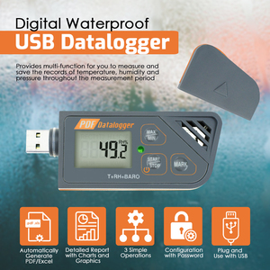 Hot Selling Plastic Digital PDF Excel Report USB Datalogger LCD Display Temperature Humidity Barometric Pressure Waterproof - Product Image 1
