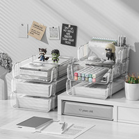 Organizador de Oficina Transparente Ecológico, Bandeja Apilable para Papel y Cartas, Caja de Almacenamiento y Estante para Archivos de Papel A4