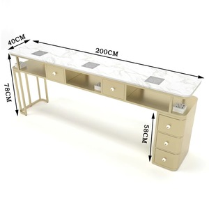 Modern Luxury <b>Nail</b> Salon Furniture Sets Wholesale Metal Iron Marble Manicure Desk for <b>Nail</b> Bar and Living Room Use - Product Image 4