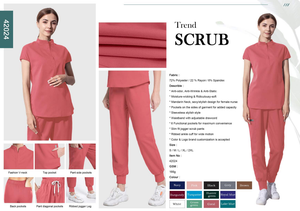 ชุดสครับผ้าสแปนเด็กซ์โพลีเอสเตอร์ยืดได้ใส่ได้ทั้งชายและหญิงสำหรับโรงพยาบาลมีกระเป๋าสวมใส่สบายระดับพรีเมียม - Product Image 2