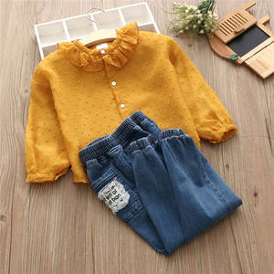 Nuovo Stile Moda Europea Abbigliamento Bambina per il Ringraziamento - Completo Camicia e Jeans per Bambini - Product Image 3