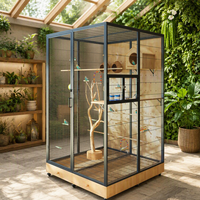 Cabinet spacieux pour oiseaux de grande taille, volière intérieure robuste, structure en bois durable conçue pour plusieurs oiseaux