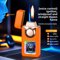 Briquet en métal à activation vocale, style créatif, rechargeable, personnalisé, multifonctionnel, double flamme, au gaz, nouveau style chinois