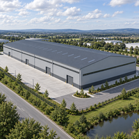 Bâtiment métallique préfabriqué EN S355 multi-ports en acier avec panneaux de laine minérale pour entrepôt, atelier et bureau