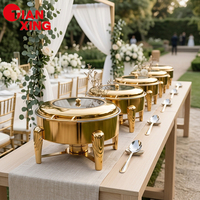 TIANXING Ensemble de réchauds de buffet ronds dorés 6qt, chauffe-plats pour présentation et maintien au chaud des aliments en libre-service, pour événements Ramadan et traiteur