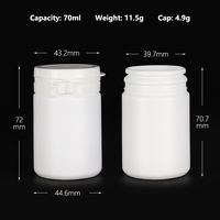 70ml 100ml bouteille d'emballage de luxe en plastique PE capsule bouteille de médecine noire pour pilule avec couvercle à déchirer