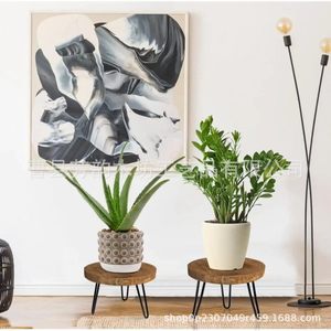 Solid Wood Flower Pot Shelf Round Wooden <b>Stool</b> Succulent Planter Decorative Base <b>Bathroom</b> Storage Minimalist Design - Product Image 2