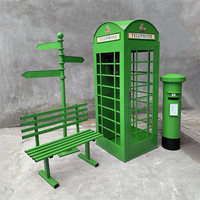 Set 5 Buah Booth Telepon London Besar, Dekorasi Bunga Buatan untuk Interior & Eksterior, Properti untuk Latar Belakang Pernikahan