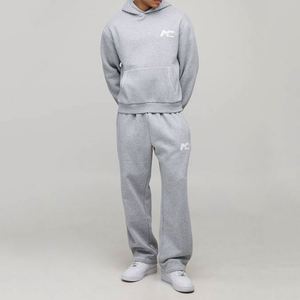 Sweat-shirt et pantalon de survêtement en coton 100% imprimé Light Heather Winter, mini logo personnalisé, ensemble deux pièces pour homme - Product Image 1