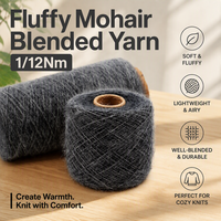 Expédition rapide, fil élastique léger et moelleux, 1/12Nm, acrylique, nylon, polyester, laine, crochet, fil de style mohair moelleux