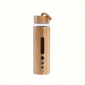 Bouteille d'eau en verre borosilicate écologique avec logo personnalisé, capacité 500-600 ml, couvercle en bambou à visser, certifiée CE, unisexe, nouveauté - Product Image 1
