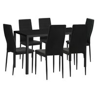 Table à manger noire moderne en gros avec 6 chaises rembourrées – Ensemble de salle à manger confortable pour usage hôtelier, écologique