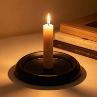 Plateau porte-bougie en métal, noir mat/doré, pour bougies pilier, idéal pour la décoration intérieure, les mariages, les fêtes et les spas