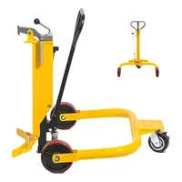 Chariot à main hydraulique en acier avec plateforme, poignée extensible, 3 roues en polyuréthane pour capacité de levage et de transport de fûts de 350 kg