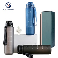 Bouteille de sport de 1000 ml avec marquages de temps clairs, couvercle et paille, portable pour la salle de sport, les voyages, la randonnée, l'école et le bureau
