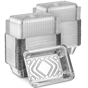 Barquettes en aluminium n°2 personnalisables avec logo, en promotion, pour plats à emporter, contenants alimentaires en aluminium, emballages à emporter, barquettes/plats/boîtes en aluminium avec couvercles - Product Image 1