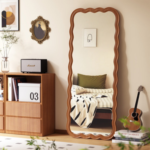Nhà máy cung cấp lớn đầy đủ cơ thể trang trí nội thất Retro lượn sóng khung gỗ hình chữ nhật lớn luxury0 không thường xuyên thay đồ sàn gương - Product Image 1