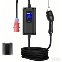 Câble de chargeur de véhicule électrique portable, matériau TPU, 32A, 3 phases, 22KW, interface de type II, certifié CE/TUV, noir