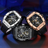 Montre mécanique automatique de luxe MEGIR - Modèle sport pour homme - Design squelette - Bracelet en silicone personnalisé - Vente en gros