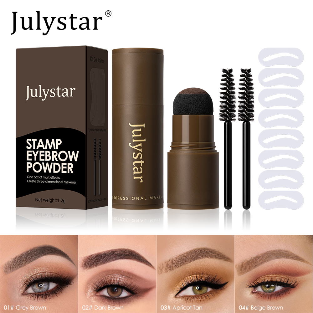 Оптовая продажа, водонепроницаемая пудра для бровей Julystar, пудра для волос, трафарет для бровей, набор кистей для бровей