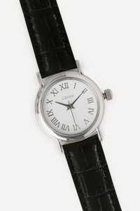 Montre-bracelet classique GBHW, argent et noir, montre à quartz, boîtier en acier inoxydable de luxe avec bracelet en cuir, montre tendance - Product Image 2