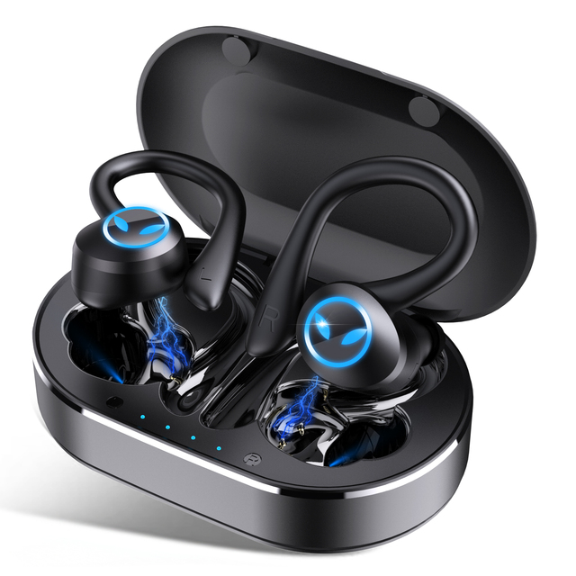 Wireless Earhook Earphones HiFi Sound Business Sports Headphones LED Display Waterproof TWS Earbuds for Running Gym